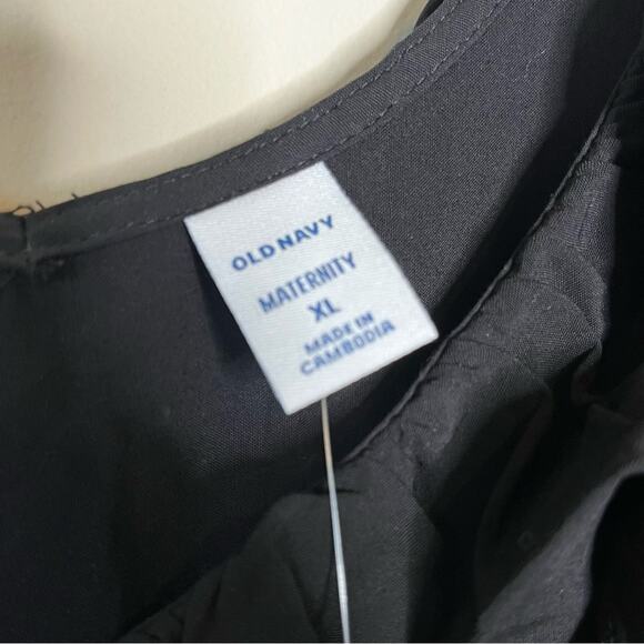 NWT OLD NAVY Maternity Ruffled Waist-Defined Tie-Belt Midi Dress Black Size XL - Picture 5 of 7